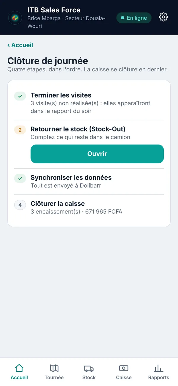 Clôture de journée