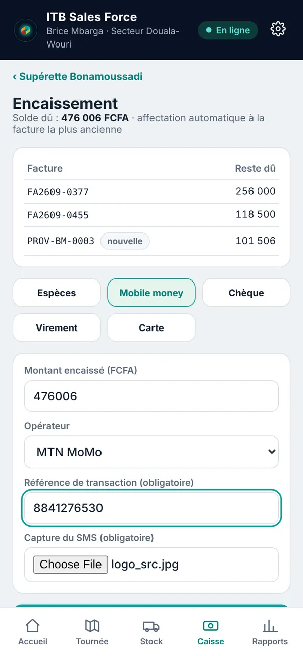Encaissement mobile money