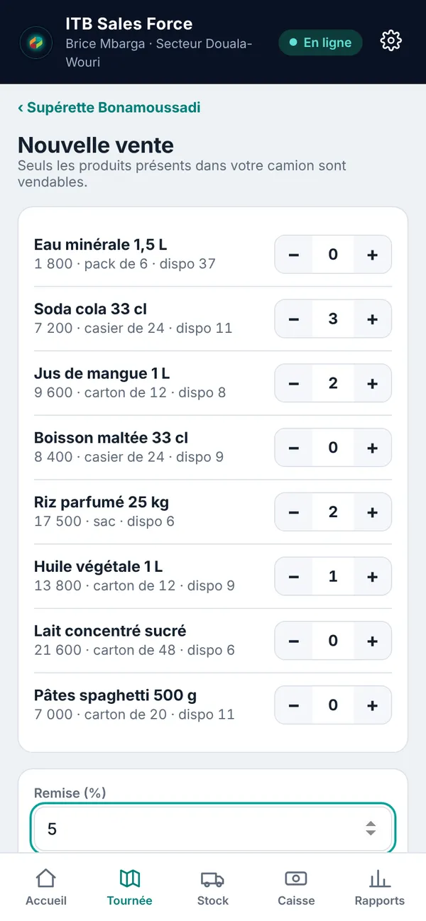 Écran de vente